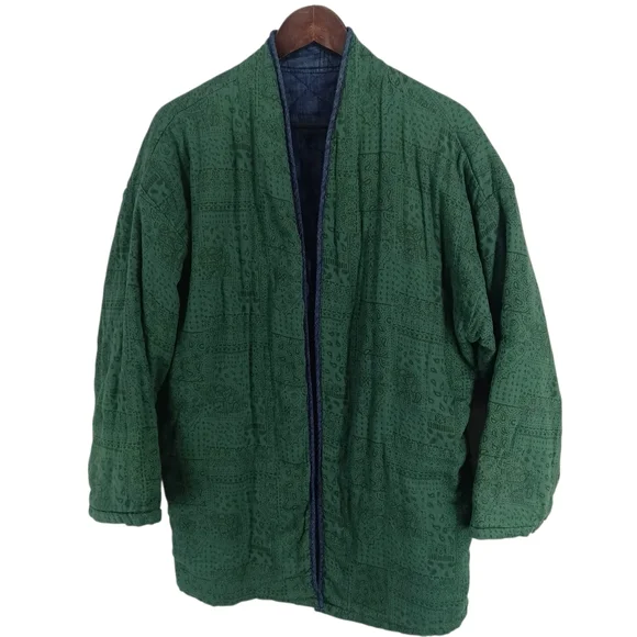 Current Air Anthropologie Bobbie Reversible Quilted Denim Cotton Chore Jacket L - Picture 7 of 13